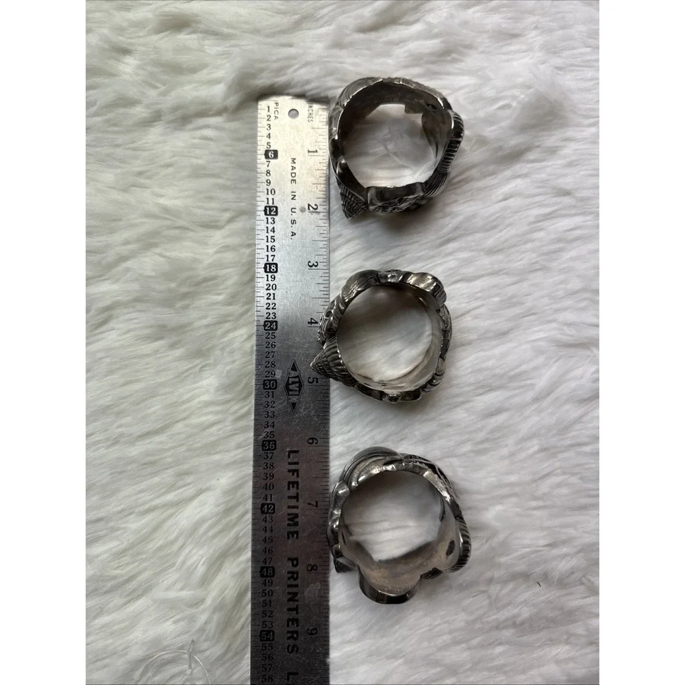 Godinger Silver‎ Co Vtg 1994 Napkin Holders Seashell Seahorse Ocean 3 Piece Set